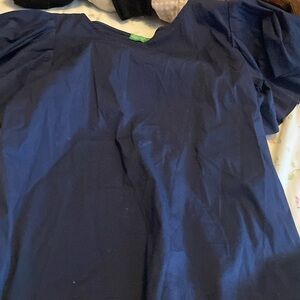 Size M Navy Blue Flutter Sleeve Blouse